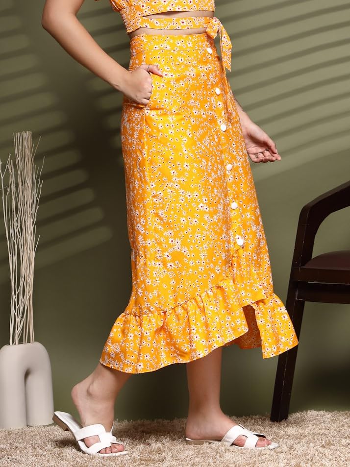 OOMPH! Long Skirts for Women Orange - msk200