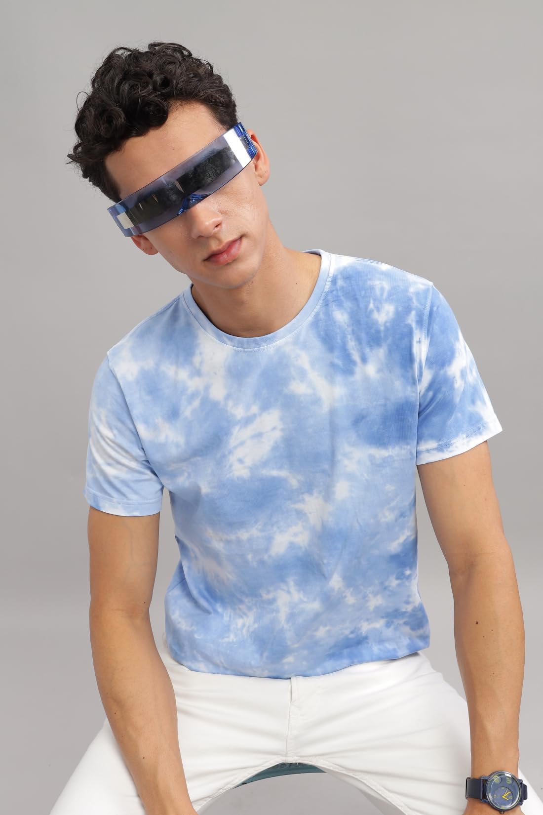 ADRO Mens Tie & Dye Regular Fit Cotton T-Shirt (TYE-01-SKY)