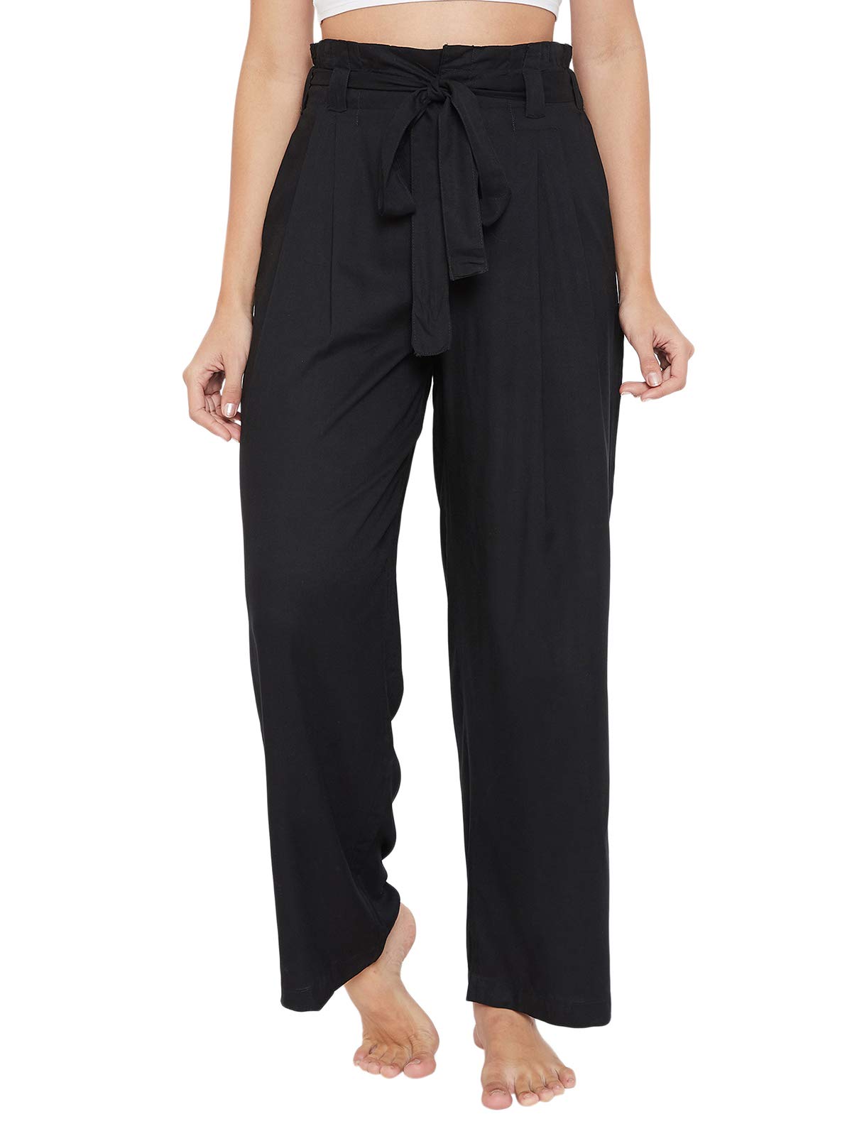 Clovia Womens Rayon Basic Chic Tie Up Pyjama Pants (LB0192P13_Black_XXL)