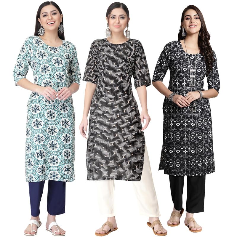 Pinkmint Women's Crepe Printed Regular Kurti (TS01_Multicolor6