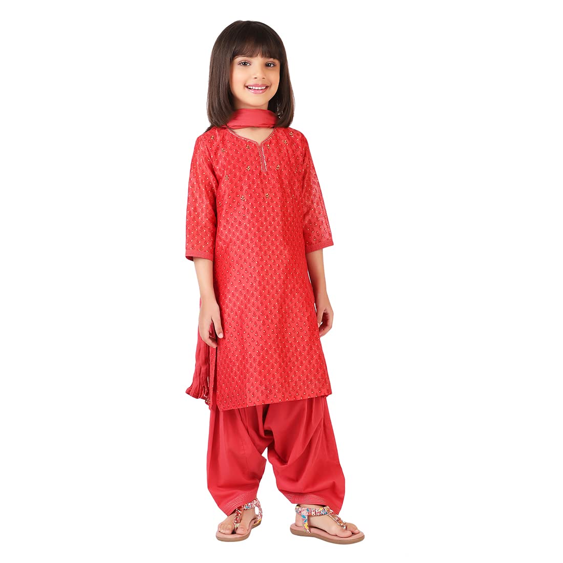 Fabindia Kids Block Printed 3 Piece Salwar Set Cotton_2-3Y