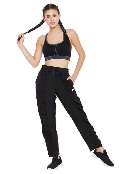 Clovia Womens Slim Fit Polyamide Activewear Ankle Length Sports Joggers with Pocket (AB0073P13_Black_XXL)