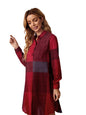 Greciilooks Western Dress For Women| Color Block Tunic Dress| Shirt Collar Half Button Western Dress| Long Slleve Dress| Best Gi