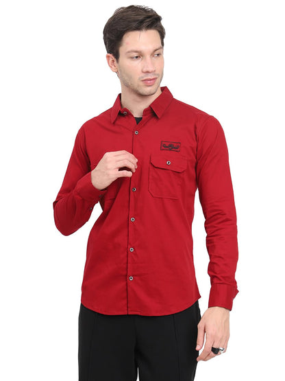 Shasmi Mens Double Pocket Cotton Shirt | Formal | Office Wear | Plain | Full Sleeve - Slim Fit Shirt for Men | Shirt for Men |