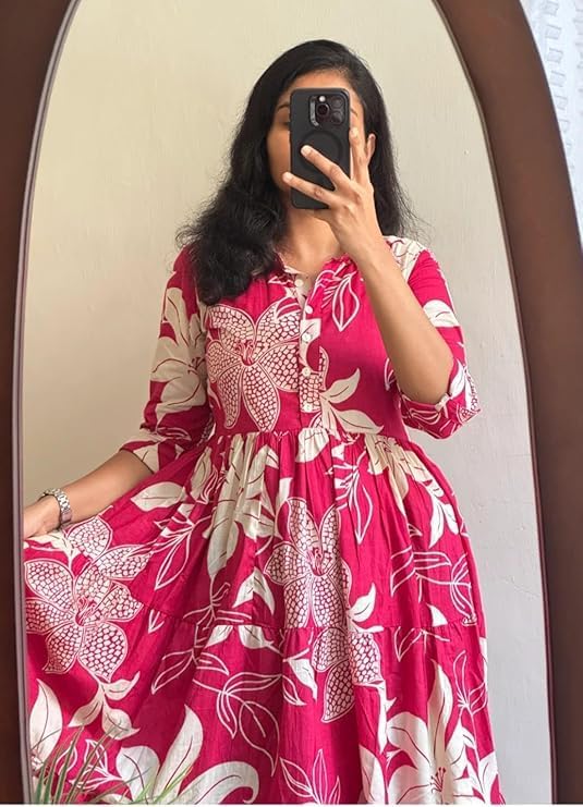 Royalica WomenS Pure Cotton Maxi Midi Dress Western Dress For Women Elegant Floral Printed Long Dresses | Soft & Breathable Fab