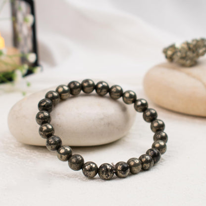 Astrotalk Raw Pyrite Bracelet | Certificate of Authenticity | Attracts Money and Boost Confidence | Astrology Bracelet for Men and Women | Beautifully Crafted with Healing Crystals