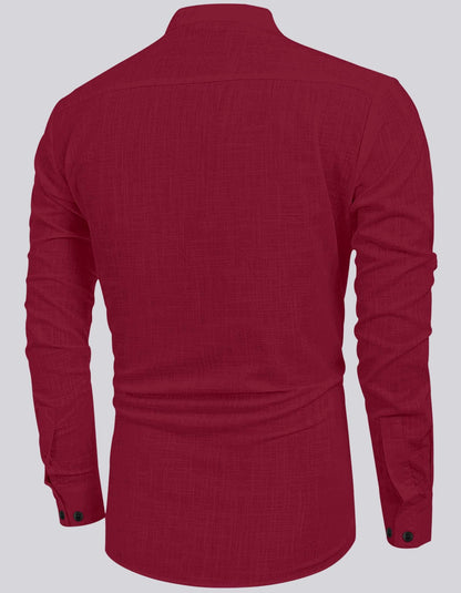 Zartha MenS Regular Fit Solid Pattern Cotton Polyester Blend Kurta With Spread Collar Long Sleeve And Standard Length | Shirt F