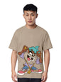 The Souled Store Official Looney Tunes: Taz Life Mens and Boys Regular fit Graphic Printed Half Sleeve Cotton Brown Color T-Shir