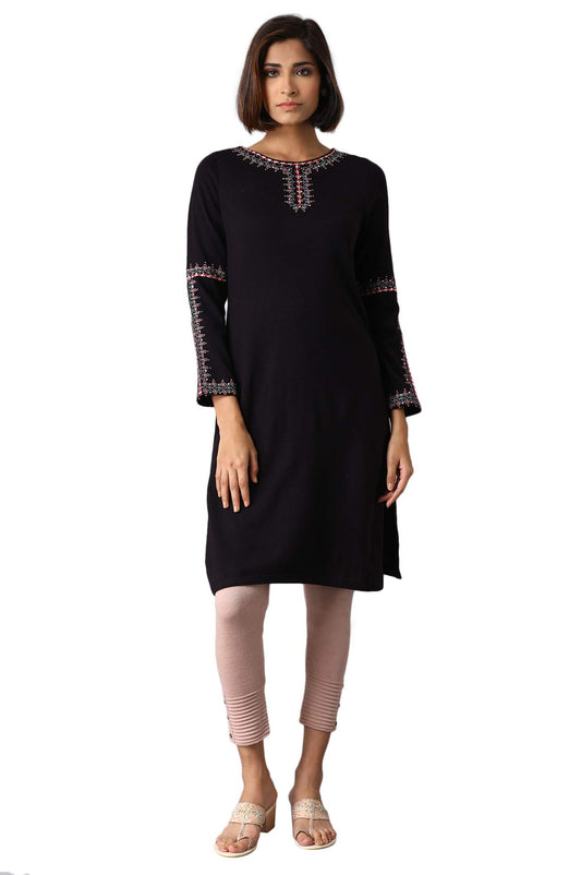 W for Woman Purple Solid Acrylic Kurta