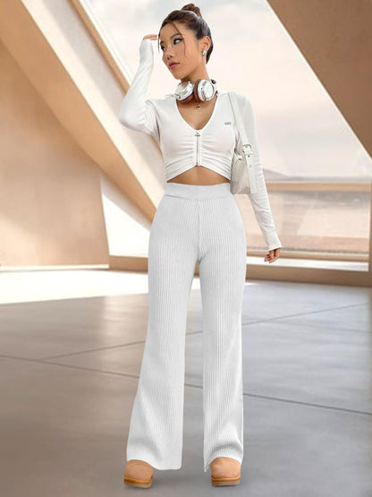 Tee Projekt Regular Fit Trousers for Women | Casual Trousers for Women White-Navy Blue