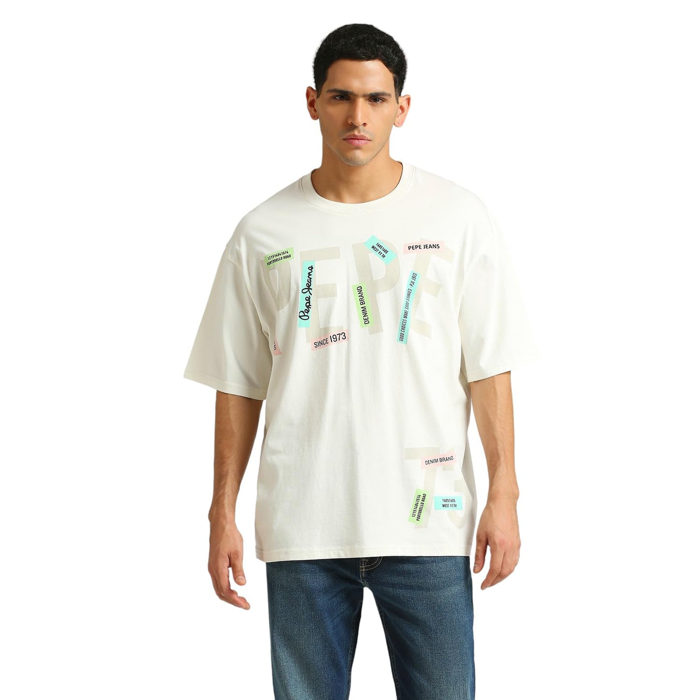 Pepe Jeans MenS Oversized Fit T-Shirt (Pm509582_Chalk White