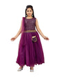 Aarika Girls Ethnic Wear Purple Colour Sequin Embroidery Georgette Lehenga Choli Set Attached Bag (4-10 Years)