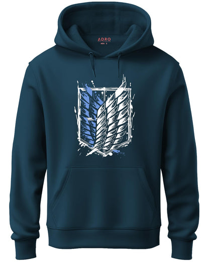ADRO Men's Cotton Neck Hooded Sweatshirt (H22-M-AR2-SB_Teal)