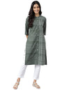 Aurelia Women Mehendi Green Dobby Geometric Yarn Dyed Straight Kurta_22AUA13368-703591_S