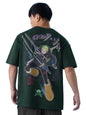 The Souled Store One Piece: Roronoa Zoro Men and Boys Short Sleeves Round Neck Green Graphic Printed Heavy Gauge Fabric Oversize