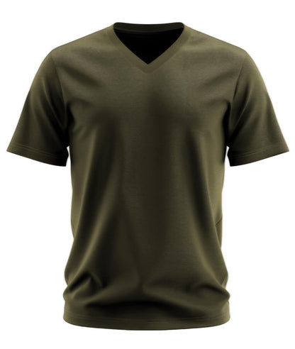ADRO Mens V Neck T-Shirt|100% Combed Cotton T-Shirt|V-Neck Half Sleeve T-Shirt|VN24-M-PLN-OL