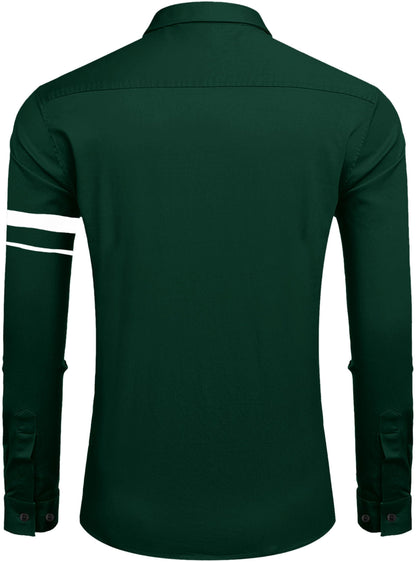 Bellstone Mens Solid Regular Fit Shirt (B-8200_Dark Green