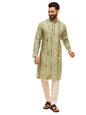 SOJANYA (Since 1958 Men's Cotton Silk Green Print Kurta with White Pyjama
