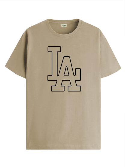 ADRO Mens Printed T Shirt - Premium Cotton Graphic Printed Tshirt - Beige T-Shirt - RN24-LA-BE