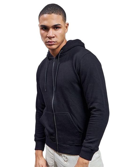 Bewakoof Heavy Duty 1.0 Mens Solid Regular Fit Full Sleeve Fleece Hoodies Black