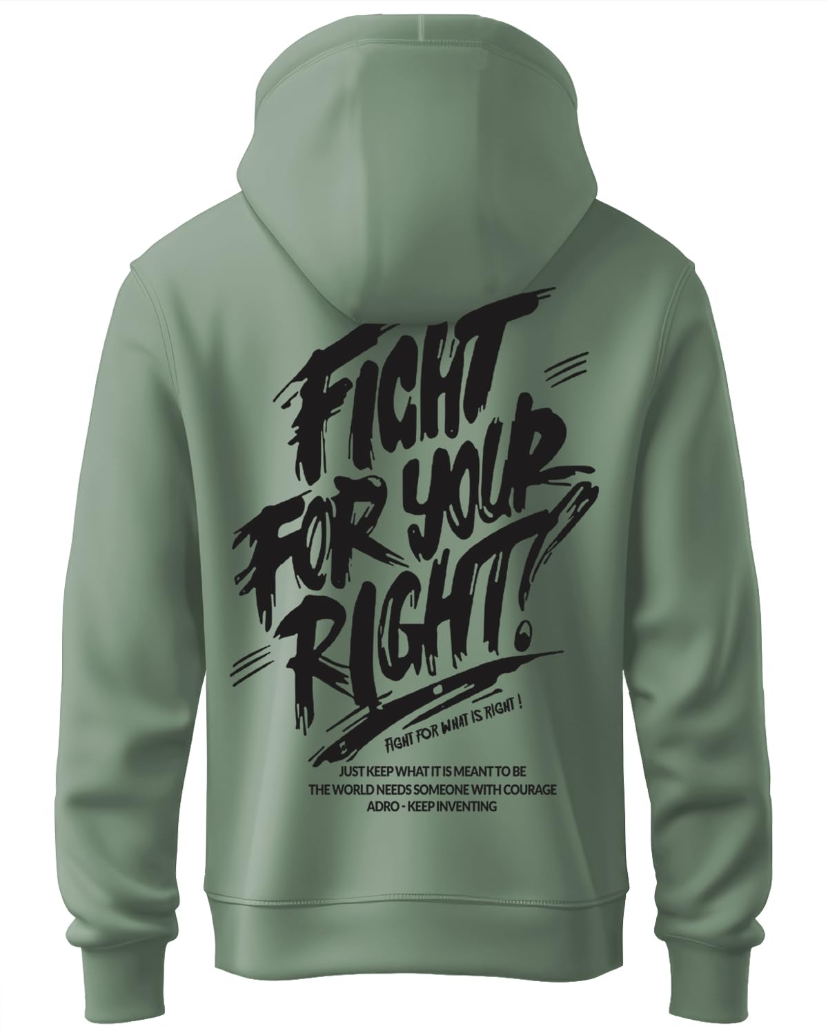 ADRO Mens Fight for Your Right Backside Printed Hoodies in Premium Cotton Fleece 340 GSM (H23-M-FGT-PT)