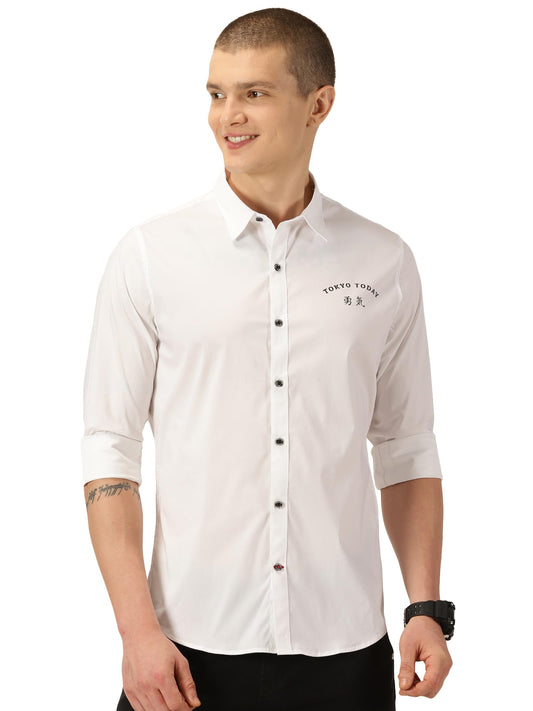 Thomas Scott Tokyo Today Classic Slim Fit Spread Collar Casual Shirt White
