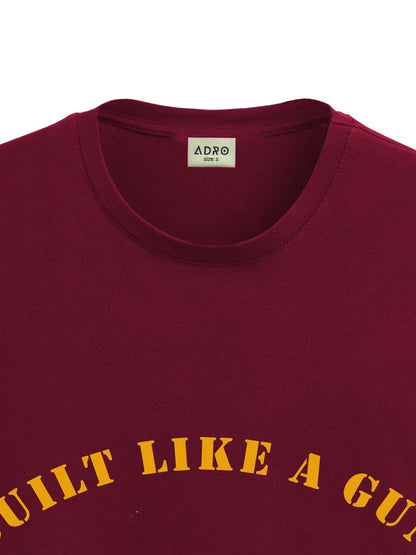 ADRO Men's Royal Bike Design Printed 100% Cotton T-Shirt - Regular Fit, Printed T-Shirts for Men (RN24-RYL-MR_Maroon)