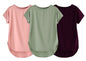 Fabricorn Combo Of Three Plain Sage Green, Dusty Rose And Wine Round Neck Up And Down Cotton Tshirt For Women (Sage Green, Dusty
