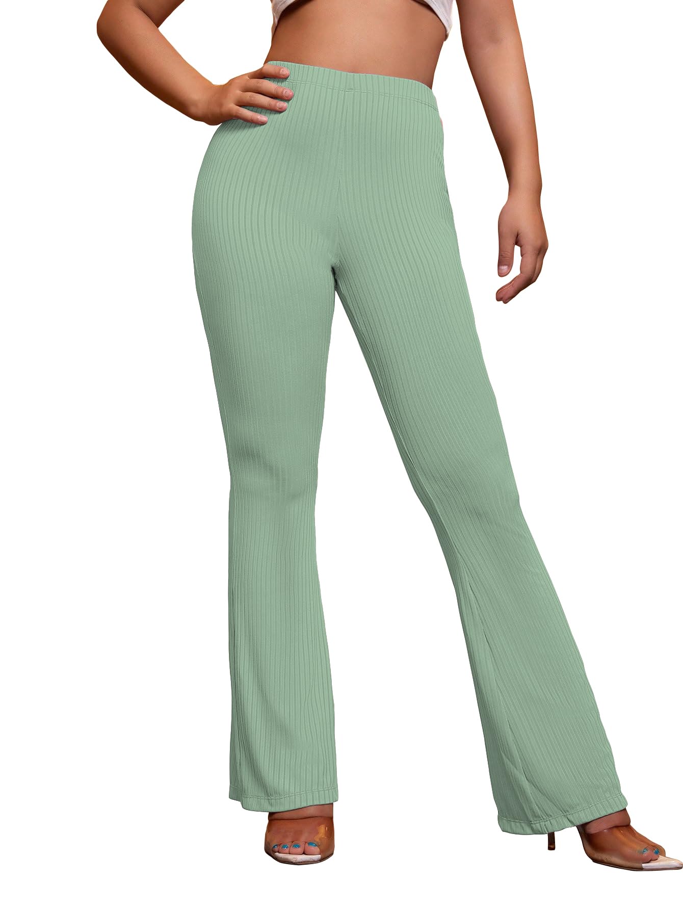 AVANOVA Light Teal Womens Yoga Dress Pants Stretchy Work Slacks Business Casual Office Flare Bell-Bottom/Boot-Cut Elastic Waist