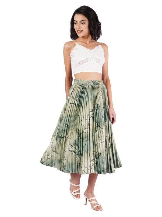 Kzully | Exquisite Marble Elegance A-Line Printed Midi Skirt For Women