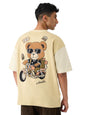 The Souled Store Ted The Stoner: Adventure Men and Boys Short Sleeves Round Neck Yellow Embroidered Cotton Oversized T-Shirts