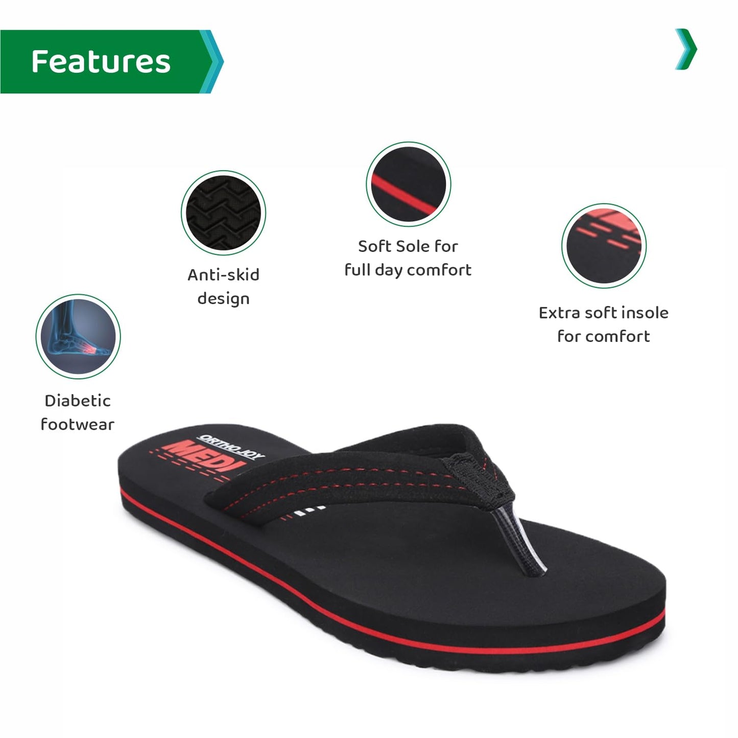 ORTHO JOY Orthopaedic Slippers for Women, McR Chappals, Size 6, Blue, Model ORTH_WSP10_BLU_04