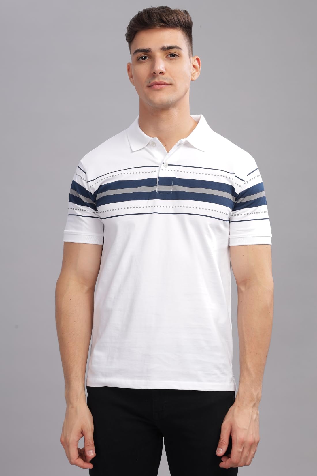 ADRO Regular Fit Polo T-Shirt for Men| Printed Polo T-Shirt | Cotton Polo T Shirt Also in Plus Size|Pnop24-L1-Whnbgr