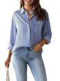 Indoprimo Striped Shirt For Women Full Sleeve Stylish Oversize Fit Shirt