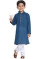 Jbn Creation Boys Pure Cotton Midnight Blue And White Kurta Pyjama Set - Ethnic Elegance For Festivals | Comfortable Traditional
