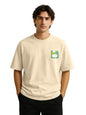 Veirdo Mens Oversize Loose Baggy Fit Drop Shoulder and Pocket Floppy Print Design Short Sleeve T-Shirt For