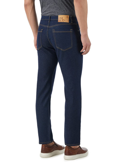 INKD Mens Contrast Stitch Stretchable Regular Fit Jeans
