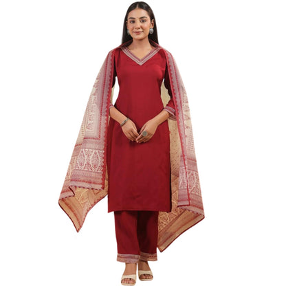 SHIENZY Womens Maroon Viscose Kurta Set with Printed Dupatta || Ethnic Wear for Women || Stylish Indian Suit for Girls || Festi