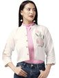 Aarika Womens White Color Embroidered Ethnic Jakcet (JK-W-AK-511-WHITE-PINK-36)