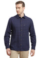 Turtle Men Khadi Slim Fit Blue Checkered Full Sleeve Casual Shirt