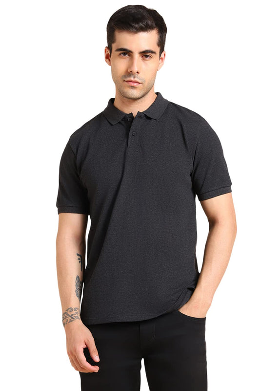 Dennis Lingo MenS Slim Fit Grey Solid Polo T-Shirt