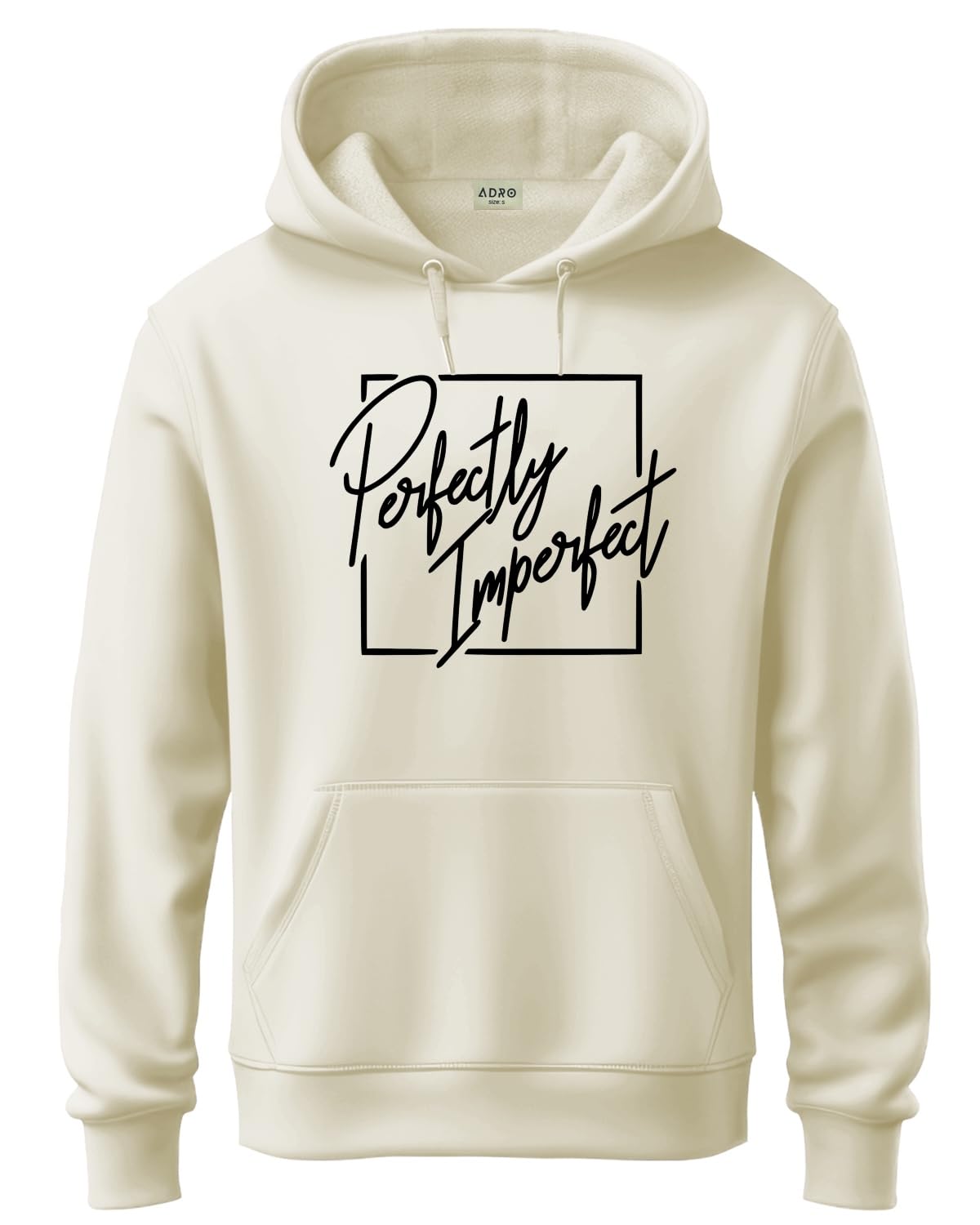 ADRO Mens Cotton Neck Hooded Sweatshirt (H24-FECT-WS_White Sand