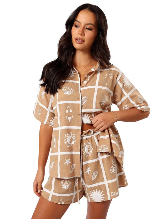 Leriya Fashion Women Rayon Printed Stylish Co-Ord Set Trendy Korean Summer Travel Outfit | Pajama Set For Beach & Holiday Look