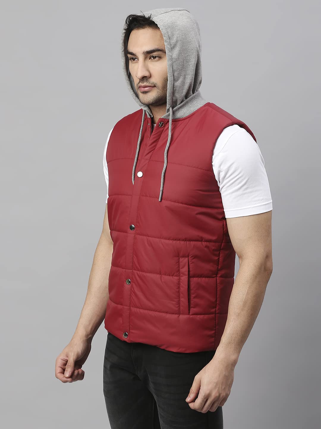 Dennis Lingo Color Block Polyester Regular Fit Full Sleeves MenS Hooded Puffer Jacket With 2 Pockets - Lightweight Casual Winte