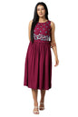 Aure Collection By Aurelia Purple Sleeveless Embroidered Dress