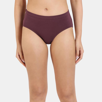 Zivame Womens Cotton Blend Classic Solid Hipster Panties (Pack of 5) (ZI28AS-Fig Nutmg CrAlm Rprose Prsnjwl_Fig