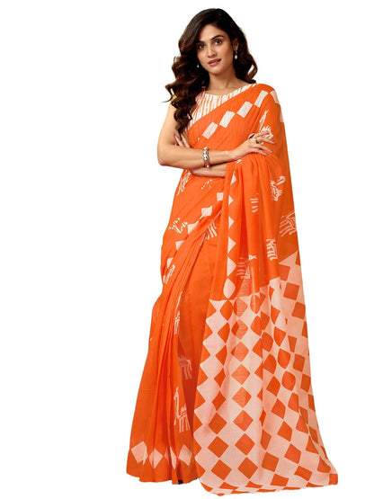 Satrani WomenS Chanderi Cotton Printed Ready To Wear One Minute Pre Pleated Readymade Saree With Unstitched Blouse Piece (32Rs3