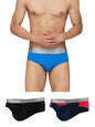 XYXX Mens Underwear Illuminati IntelliSoft Antimicrobial Micro Modal Brief Pack of 3 (Black Iris & Tango Red ; Brilliant Blue ;