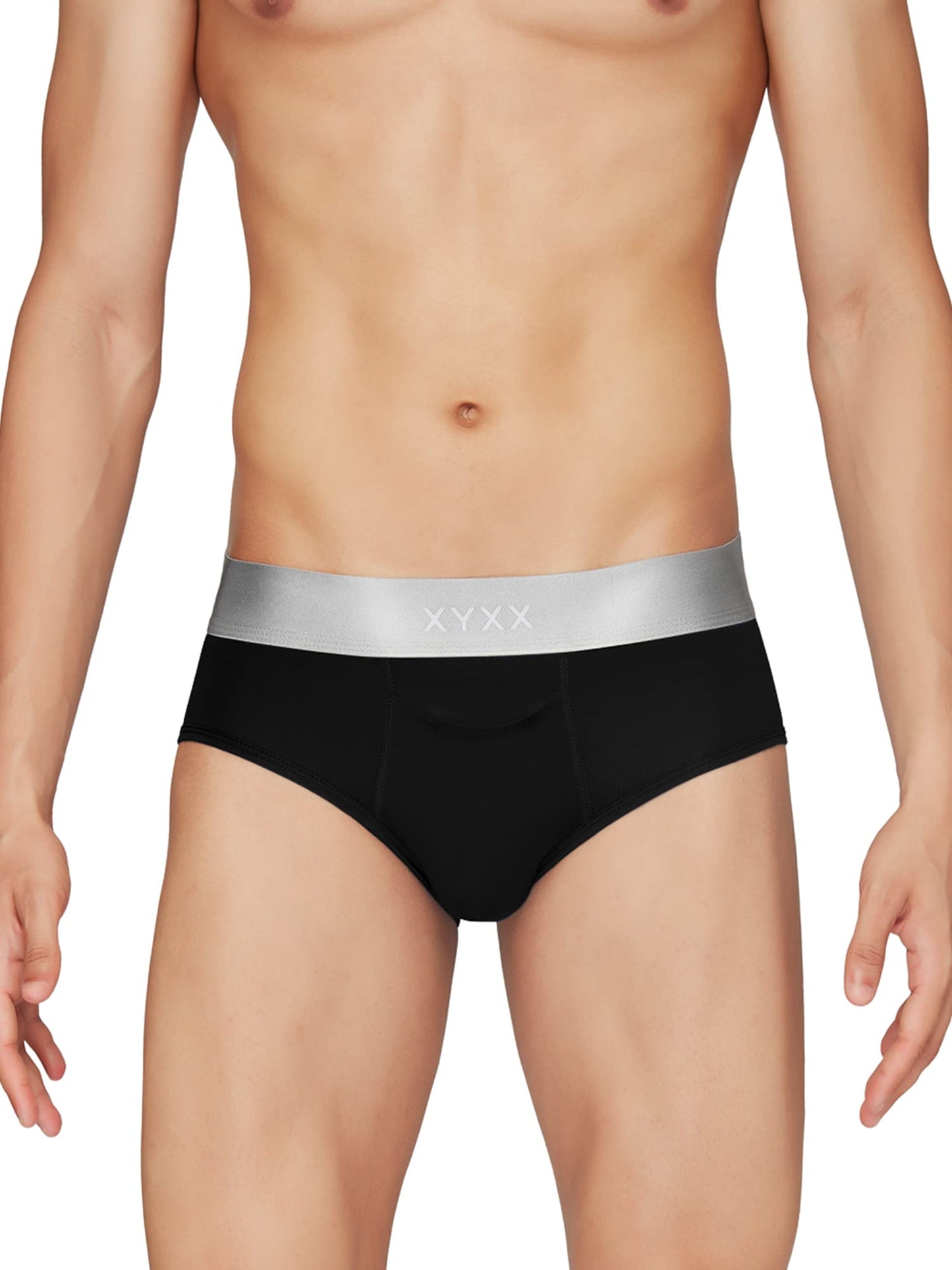 XYXX Mens Underwear Illuminati IntelliSoft Antimicrobial Micro Modal Brief Pack of 3 (Black & Steel Grey ; Black ; Black Iris;