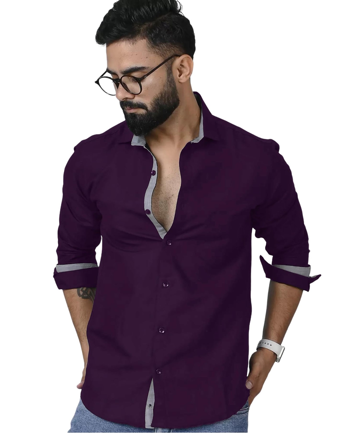 Pinkmint Mens Long Sleeve Button Down Shirt for Men Collared Casual Formal Soild Shirt